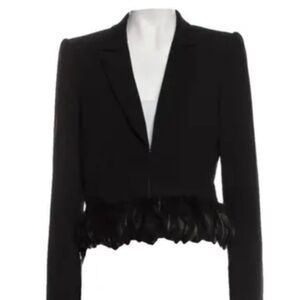 Cinq a Sept Black Ruffled Blazer